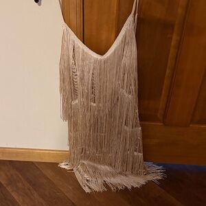 Lulu's Beige Tassel Detail Dress